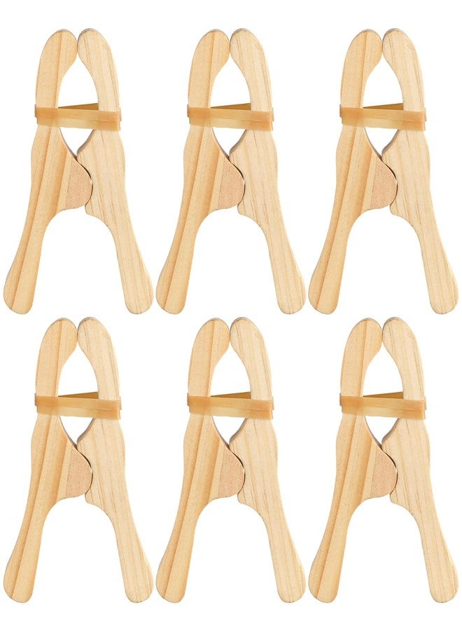 Simgoing 6 Pcs Wooden Play Clips for Kids Montessori and Waldorf Fort Building Kit Silk Clips Giant Wooden Handmade Fort Building for Blankets Silk Construction(White) - Image 1